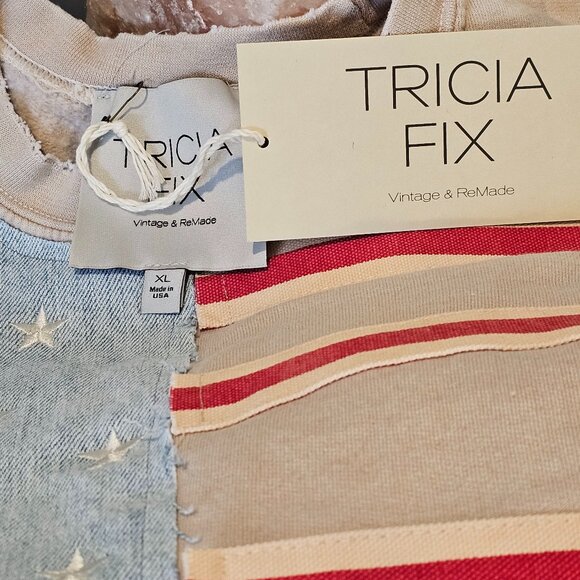 Free People X Tricia Fix Flag Sweatshirt NWT XL MSRP $298 *must have* SOLD OUT - Picture 6 of 14